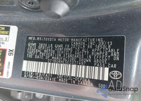 2014 Toyota Corolla L z USA, uszkodzony, nr VIN 2T1BURHE5EC027497